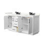 Wyndham Collection Strada 66" Free Standing Double Basin Vanity Set with Cabinet and Quartz Vanity Top