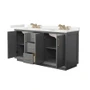 Wyndham Collection Strada 66" Free Standing Double Basin Vanity Set with Cabinet and Quartz Vanity Top
