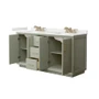 Wyndham Collection Strada 66" Free Standing Double Basin Vanity Set with Cabinet and Quartz Vanity Top
