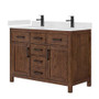 Wyndham Collection Beckett 48" Free Standing Double Basin Vanity Set with Cabinet and Cultured Marble Vanity Top for Single Hole Faucets