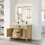 Wyndham Collection Beckett 48" Free Standing Double Basin Vanity Set with Cabinet and Cultured Marble Vanity Top for Single Hole Faucets