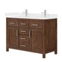 Wyndham Collection Beckett 48" Free Standing Double Basin Vanity Set with Cabinet and Cultured Marble Vanity Top for Single Hole Faucets