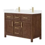 Wyndham Collection Beckett 48" Free Standing Double Basin Vanity Set with Cabinet and Cultured Marble Vanity Top for Single Hole Faucets