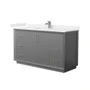 Wyndham Collection Strada 60" Free Standing Single Basin Vanity Set with Cabinet and Cultured Marble Vanity Top