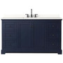 Wyndham Collection Avery 60" Free Standing Single Basin Vanity Set with Cabinet and Quartz Vanity Top
