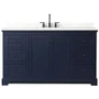 Wyndham Collection Avery 60" Free Standing Single Basin Vanity Set with Cabinet and Quartz Vanity Top