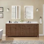 Wyndham Collection Pendry 84" Free Standing Double Basin Vanity Set with Cabinet and Quartz Vanity Top