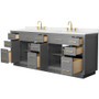 Wyndham Collection Beckett TK 84" Free Standing Double Basin Vanity Set with Cabinet and Cultured Marble Vanity Top