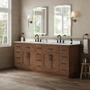 Wyndham Collection Beckett TK 84" Free Standing Double Basin Vanity Set with Cabinet and Cultured Marble Vanity Top