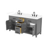 Wyndham Collection Beckett 66" Free Standing Double Basin Vanity Set with Cabinet and Cultured Marble Vanity Top for Widespread Faucets