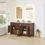 Wyndham Collection Beckett 66" Free Standing Double Basin Vanity Set with Cabinet and Cultured Marble Vanity Top for Widespread Faucets