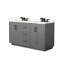 Wyndham Collection Miranda 60" Free Standing Double Basin Vanity Set with Cabinet and Quartz Vanity Top