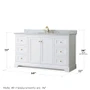 Wyndham Collection Avery 60" Free Standing Single Basin Vanity Set with Cabinet and Marble Vanity Top