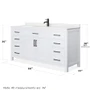 Wyndham Collection Beckett 66" Free Standing Single Basin Vanity Set with Cabinet and Cultured Marble Vanity Top