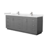 Wyndham Collection Miranda 84" Free Standing Double Basin Vanity Set with Cabinet and Cultured Marble Vanity Top
