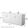 Wyndham Collection Miranda 84" Free Standing Double Basin Vanity Set with Cabinet and Cultured Marble Vanity Top