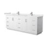 Wyndham Collection Miranda 84" Free Standing Double Basin Vanity Set with Cabinet and Cultured Marble Vanity Top