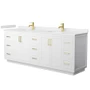 Wyndham Collection Miranda 84" Free Standing Double Basin Vanity Set with Cabinet and Cultured Marble Vanity Top