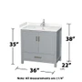 Wyndham Collection Sheffield 36" Free Standing Single Basin Vanity Set with Cabinet and Cultured Marble Vanity Top
