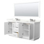 Wyndham Collection Strada 72" Free Standing Double Basin Vanity Set with Cabinet, Quartz Vanity Top, and Framed Mirror
