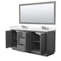 Wyndham Collection Strada 72" Free Standing Double Basin Vanity Set with Cabinet, Quartz Vanity Top, and Framed Mirror