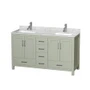 Wyndham Collection Sheffield 60" Free Standing Double Basin Vanity Set with Cabinet and Marble Vanity Top