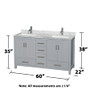 Wyndham Collection Sheffield 60" Free Standing Double Basin Vanity Set with Cabinet and Marble Vanity Top