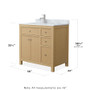Wyndham Collection Pendry 36" Free Standing Single Basin Vanity Set with Cabinet and Marble Vanity Top
