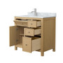 Wyndham Collection Pendry 36" Free Standing Single Basin Vanity Set with Cabinet and Marble Vanity Top
