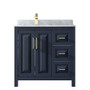 Wyndham Collection Daria 36" Free Standing Single Vanity Set with MDF Cabinet, Marble Vanity Top, and Undermount Sink