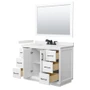Wyndham Collection Strada 48" Free Standing Single Basin Vanity Set with Cabinet, Quartz Vanity Top, and Framed Mirror