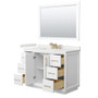 Wyndham Collection Strada 48" Free Standing Single Basin Vanity Set with Cabinet, Quartz Vanity Top, and Framed Mirror