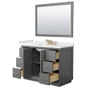 Wyndham Collection Strada 48" Free Standing Single Basin Vanity Set with Cabinet, Quartz Vanity Top, and Framed Mirror