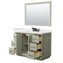 Wyndham Collection Strada 48" Free Standing Single Basin Vanity Set with Cabinet, Quartz Vanity Top, and Framed Mirror
