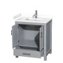 Wyndham Collection Sheffield 30" Free Standing Single Basin Vanity Set with Cabinet and Cultured Marble Vanity Top