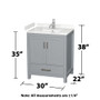 Wyndham Collection Sheffield 30" Free Standing Single Basin Vanity Set with Cabinet and Cultured Marble Vanity Top