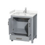 Wyndham Collection Sheffield 30" Free Standing Single Basin Vanity Set with Cabinet and Cultured Marble Vanity Top
