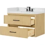 Wyndham Collection Isola WM 36" Wall Mounted Single Basin Vanity Set with Cabinet and Quartz Vanity Top