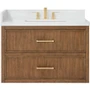 Wyndham Collection Isola WM 36" Wall Mounted Single Basin Vanity Set with Cabinet and Quartz Vanity Top