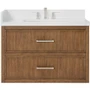 Wyndham Collection Isola WM 36" Wall Mounted Single Basin Vanity Set with Cabinet and Quartz Vanity Top