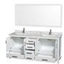 Wyndham Collection Sheffield 72" Free Standing Double Basin Vanity Set with Cabinet, Marble Vanity Top, and Framed Mirror