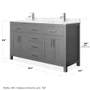 Wyndham Collection Beckett 60" Free Standing Double Basin Vanity Set with Wood Cabinet and Cultured Marble Vanity Top