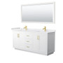 Wyndham Collection Miranda 72" Free Standing Double Basin Vanity Set with Cabinet, Cultured Marble Vanity Top, and Framed Mirror