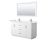 Wyndham Collection Miranda 60" Free Standing Double Basin Vanity Set with Cabinet, Cultured Marble Vanity Top, and Framed Mirror