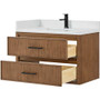 Wyndham Collection Isola WM 36" Wall Mounted Single Basin Vanity Set with Cabinet and Quartz Vanity Top