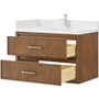 Wyndham Collection Isola WM 36" Wall Mounted Single Basin Vanity Set with Cabinet and Quartz Vanity Top