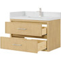 Wyndham Collection Isola WM 36" Wall Mounted Single Basin Vanity Set with Cabinet and Quartz Vanity Top