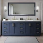 Wyndham Collection Miranda 84" Free Standing Double Basin Vanity Set with Cabinet, Quartz Vanity Top, and Framed Mirror