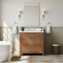 Wyndham Collection Isola 36" Free Standing Single Basin Vanity Set with Cabinet and Quartz Vanity Top