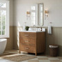 Wyndham Collection Isola 36" Free Standing Single Basin Vanity Set with Cabinet and Quartz Vanity Top